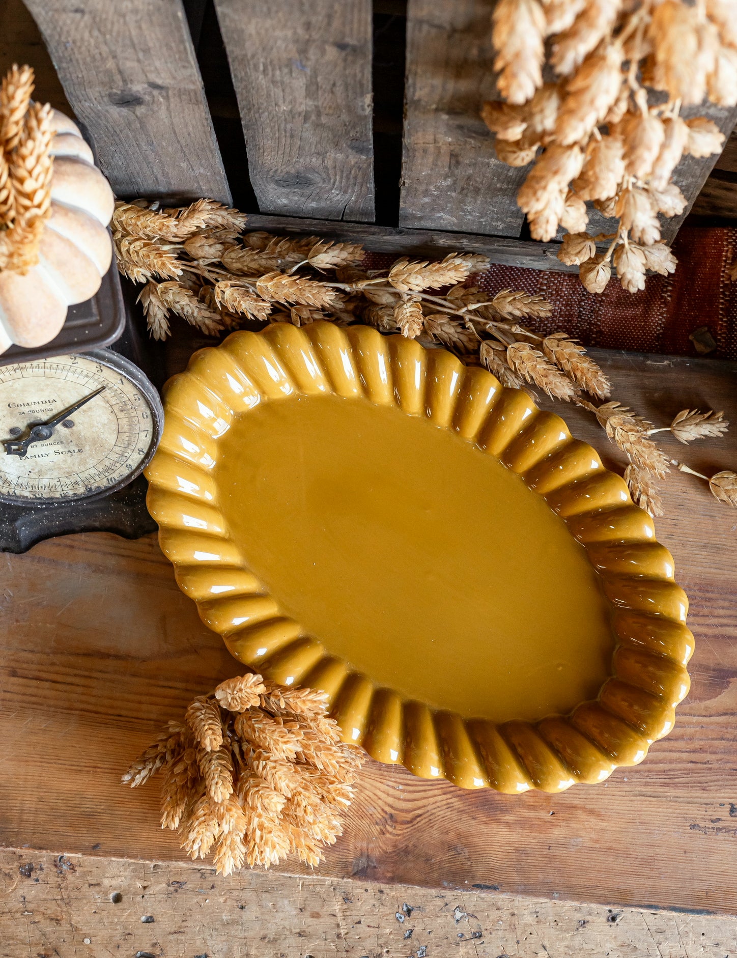 Stoneware Scalloped Platter Creative Co-Op