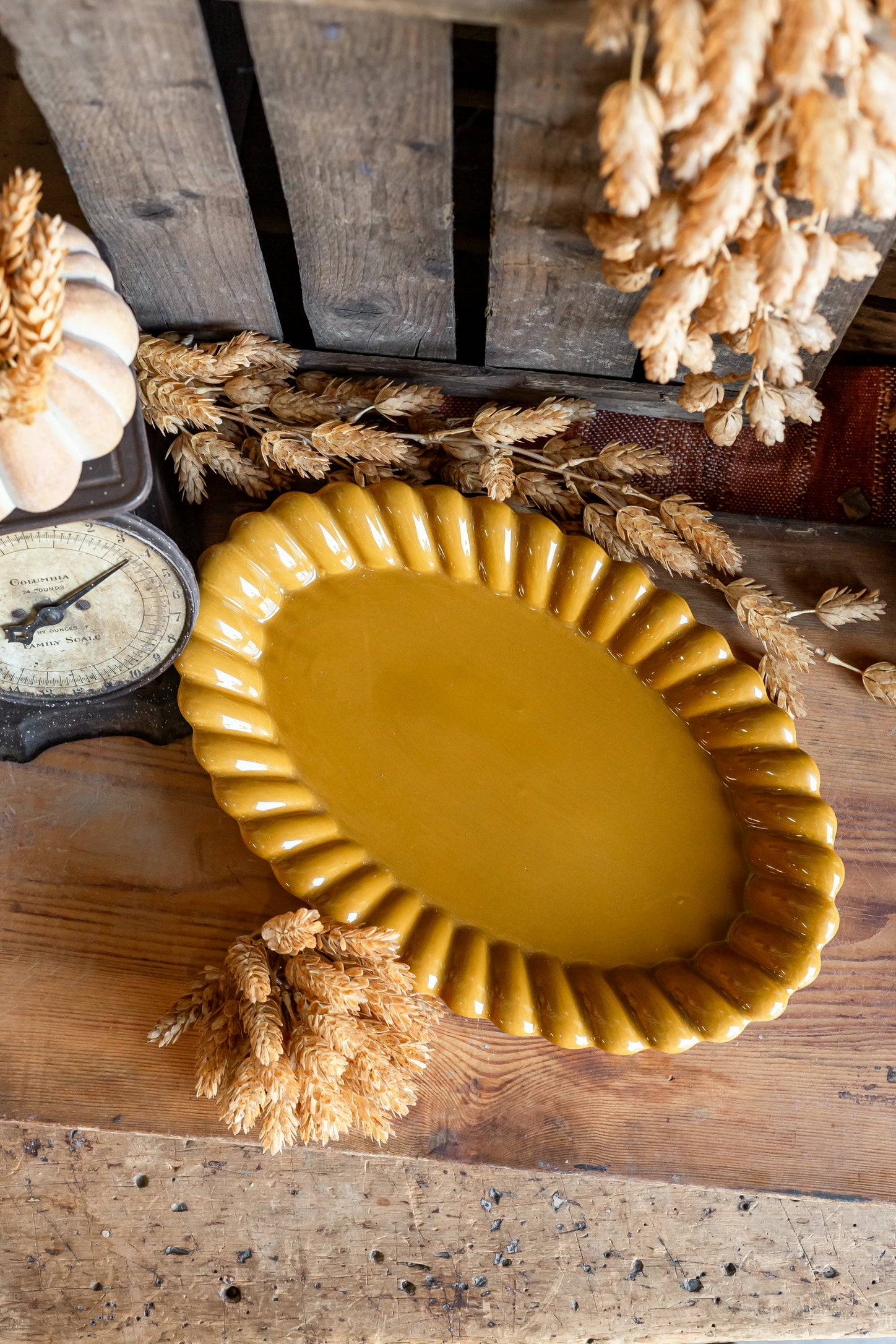 Stoneware Scalloped Platter Creative Co-Op