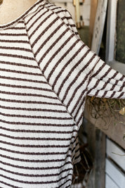 Textured Stripe Reverse Stitch Oversized Knit Top Haptics
