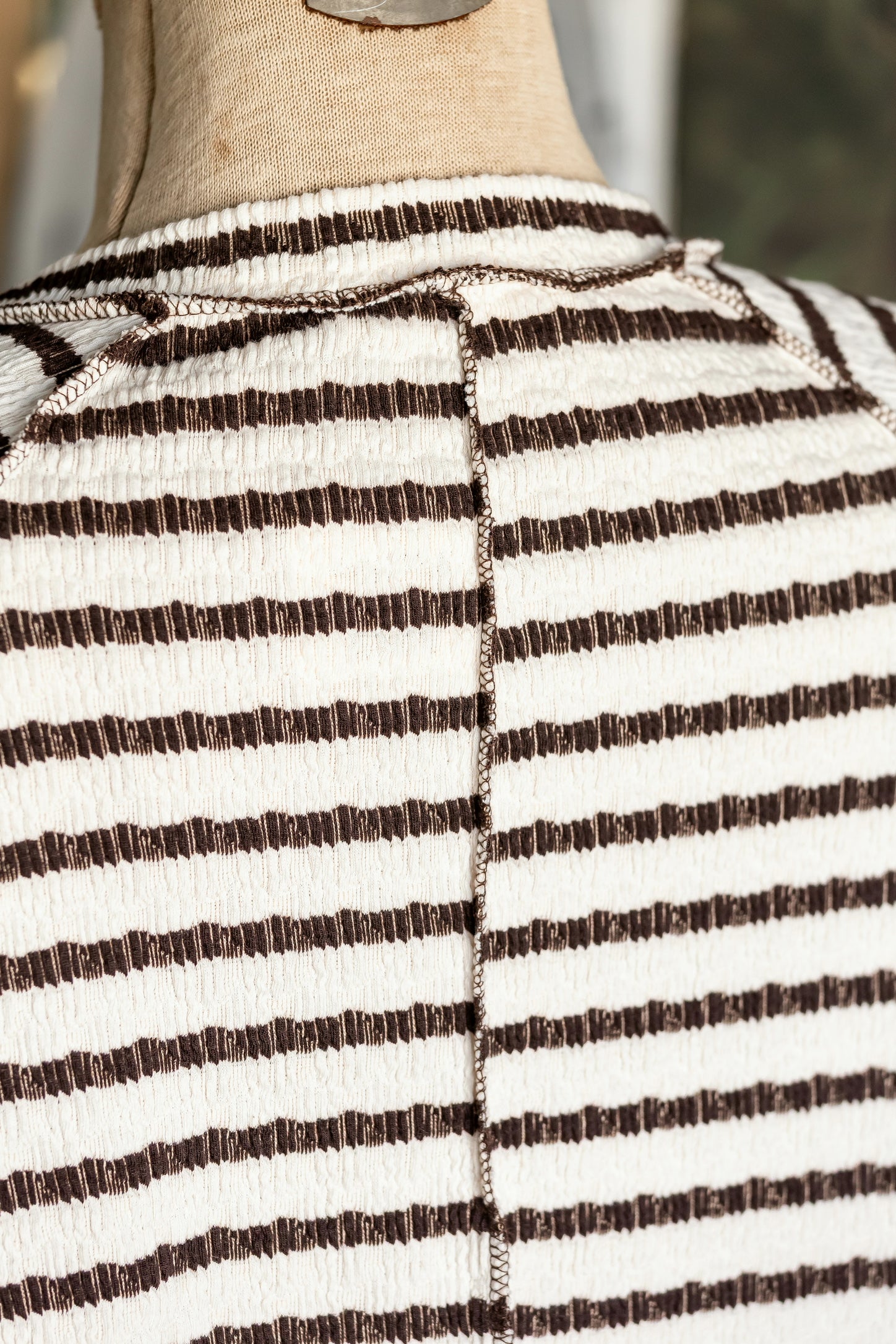 Textured Stripe Reverse Stitch Oversized Knit Top Haptics