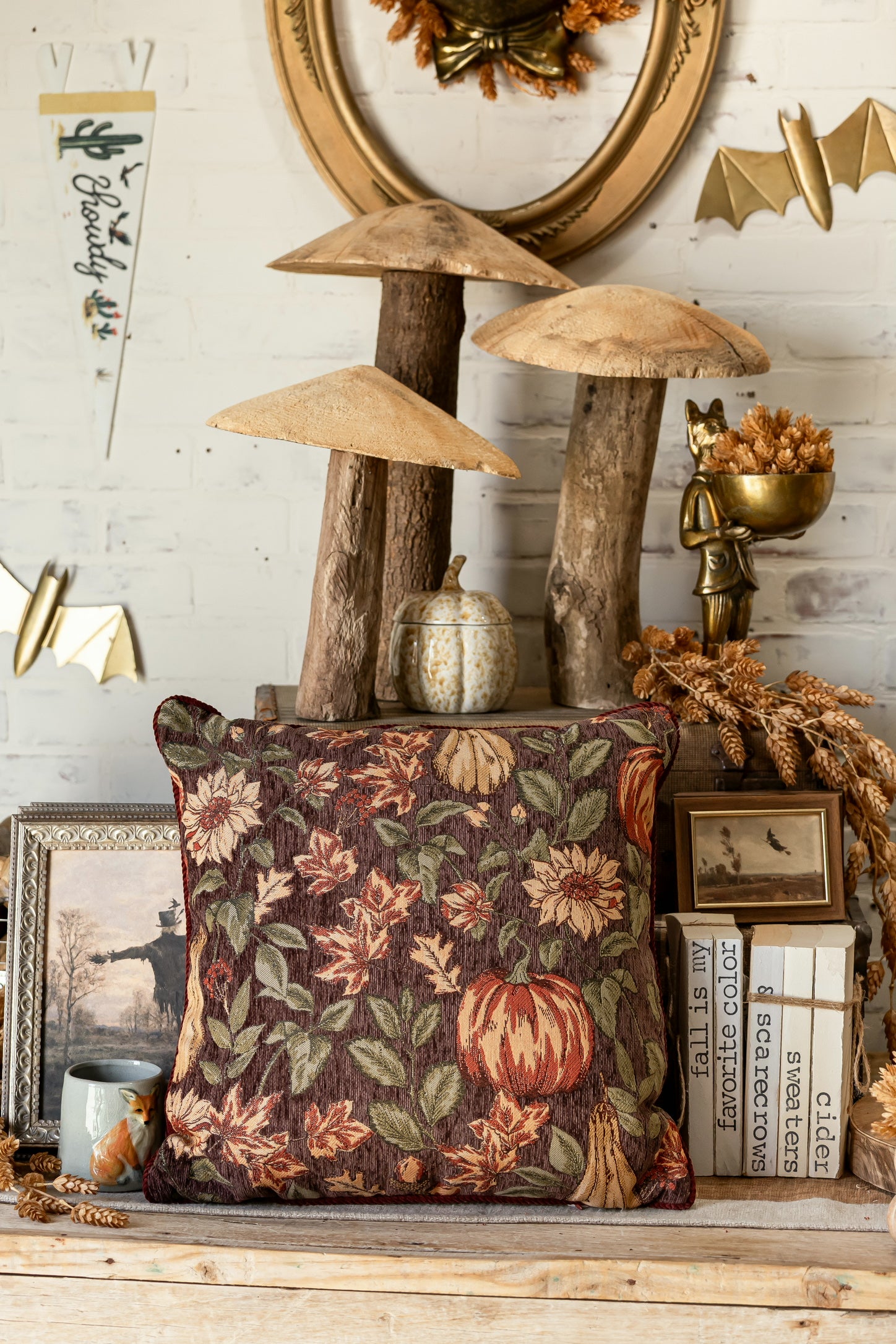 Harvest Pumpkin Foliage Pillow TJ Maxx