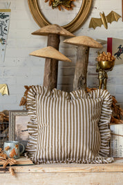 Ruffle Tan Stripe Pillow Creative Co-Op