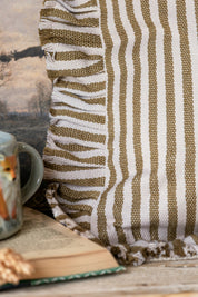 Ruffle Tan Stripe Pillow Creative Co-Op