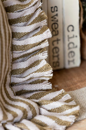 Ruffle Tan Stripe Pillow Creative Co-Op