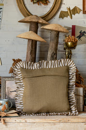Ruffle Tan Stripe Pillow Creative Co-Op