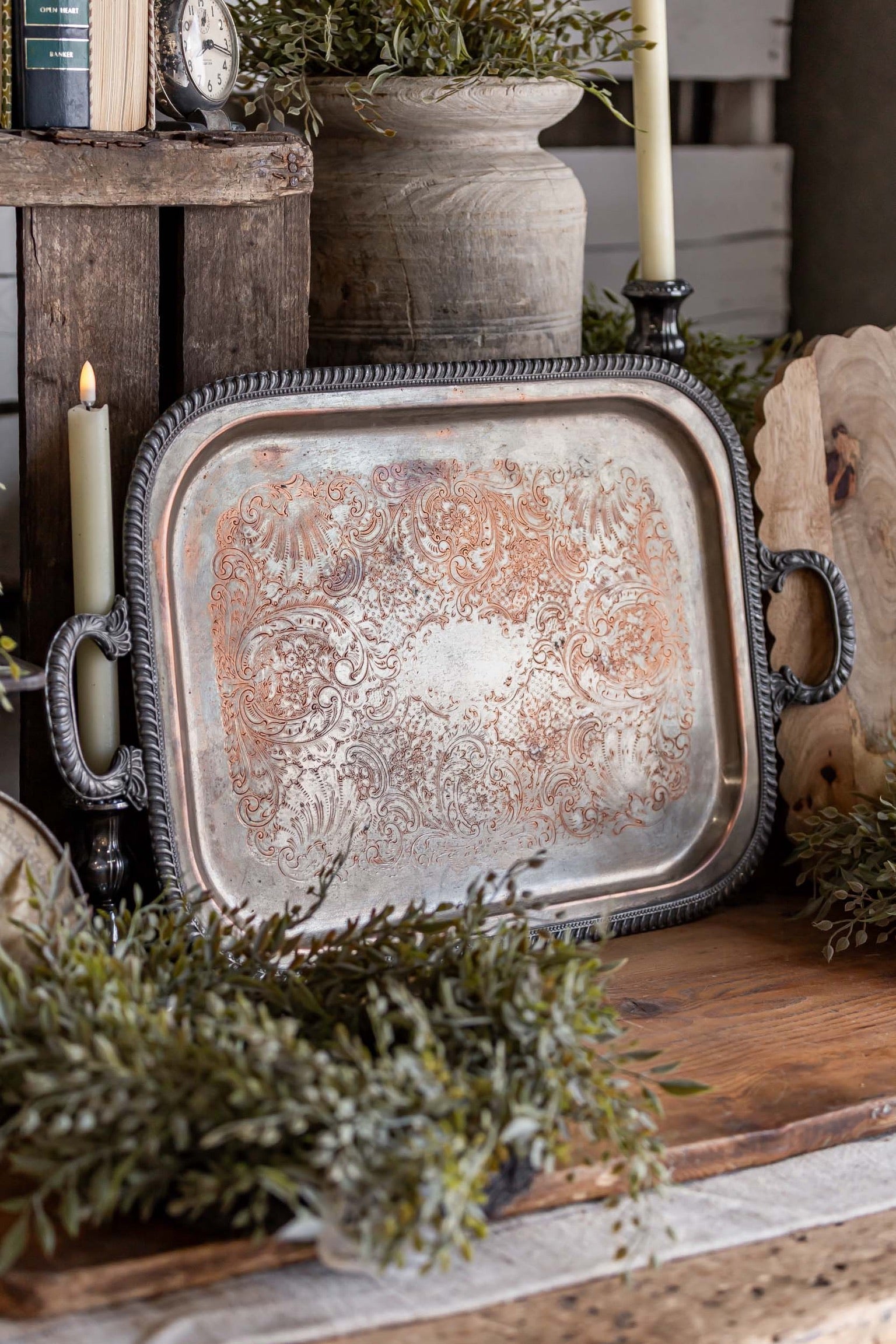 Vintage Silver Handled Tray The Little Burlap Barn