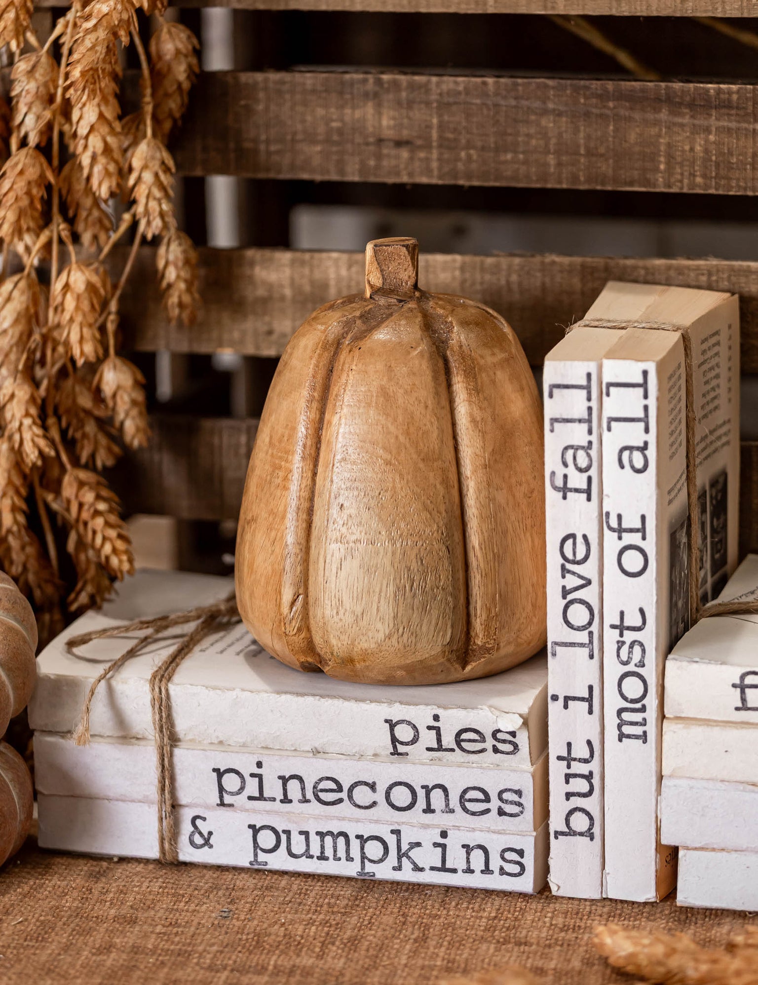 Carved Mango Wood Pumpkin (L) Creative Co-Op