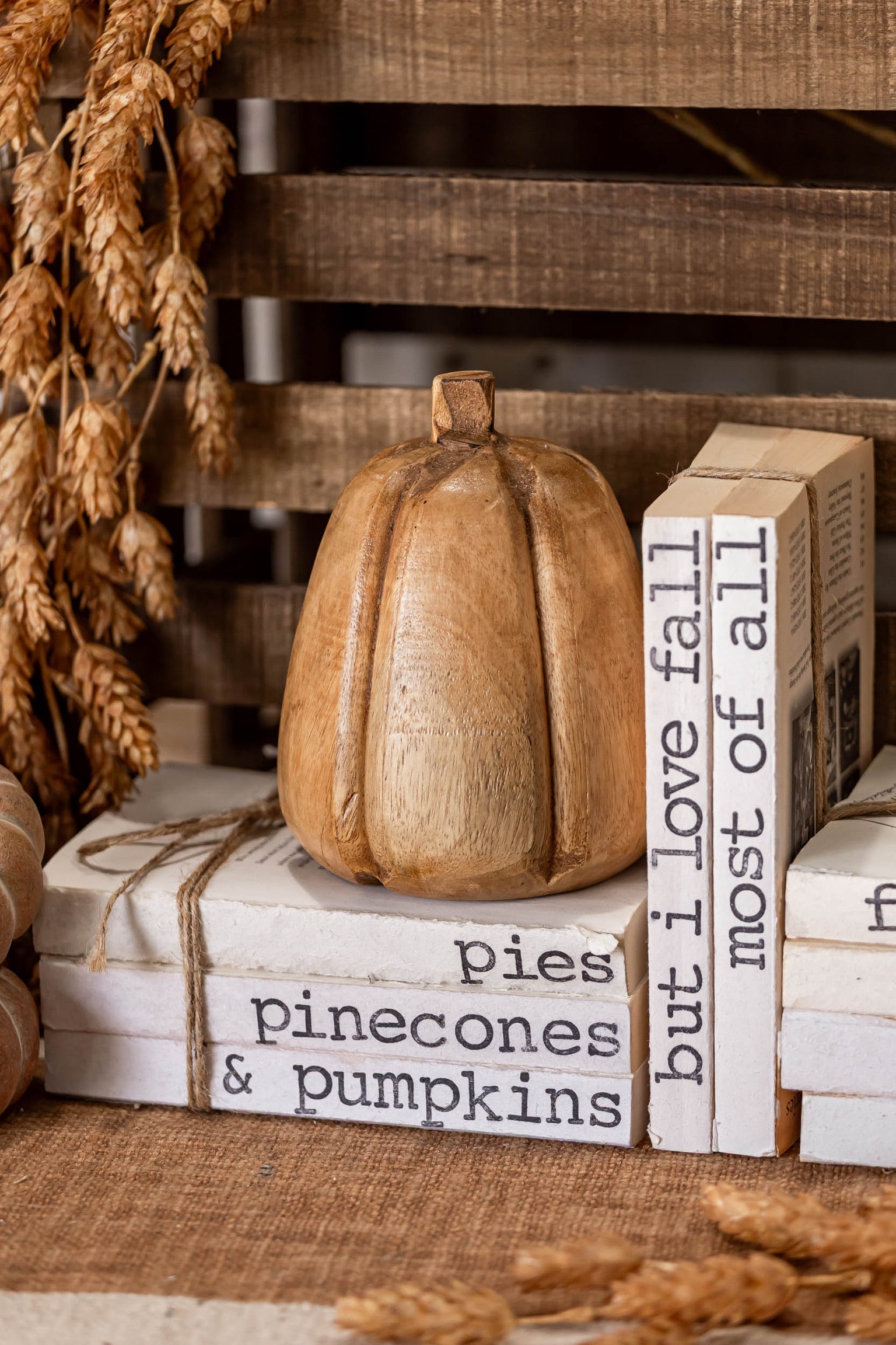 Carved Mango Wood Pumpkin (L) Creative Co-Op