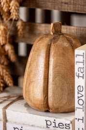 Carved Mango Wood Pumpkin (L) Creative Co-Op