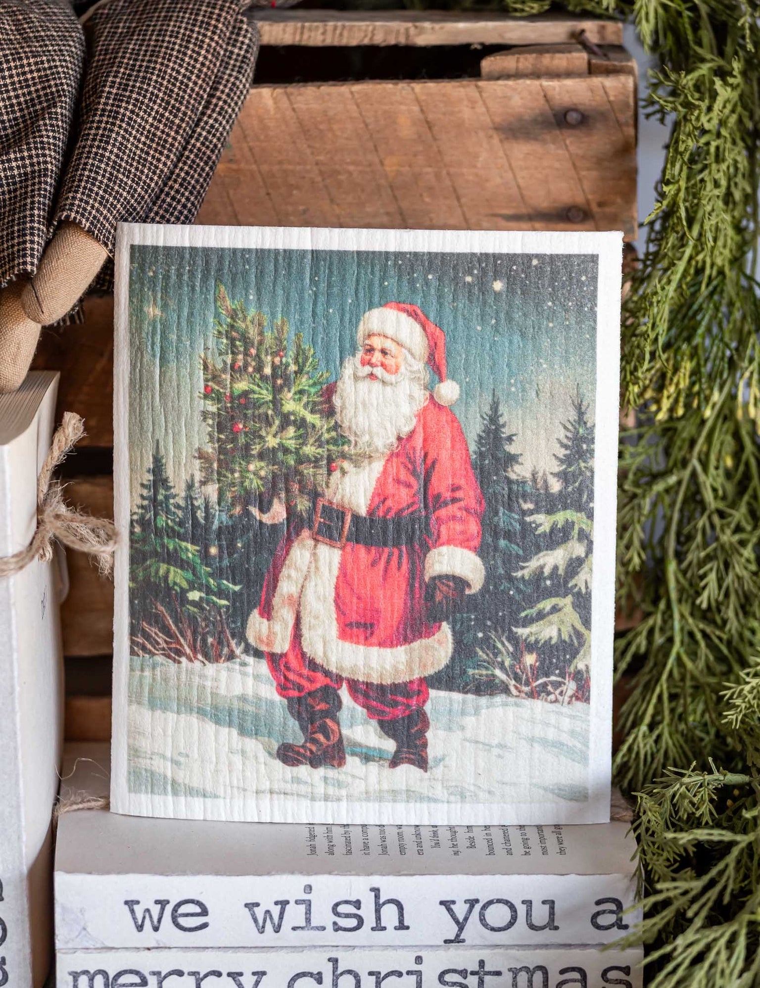 Retro Santa Dish Cloth The Little Burlap Barn