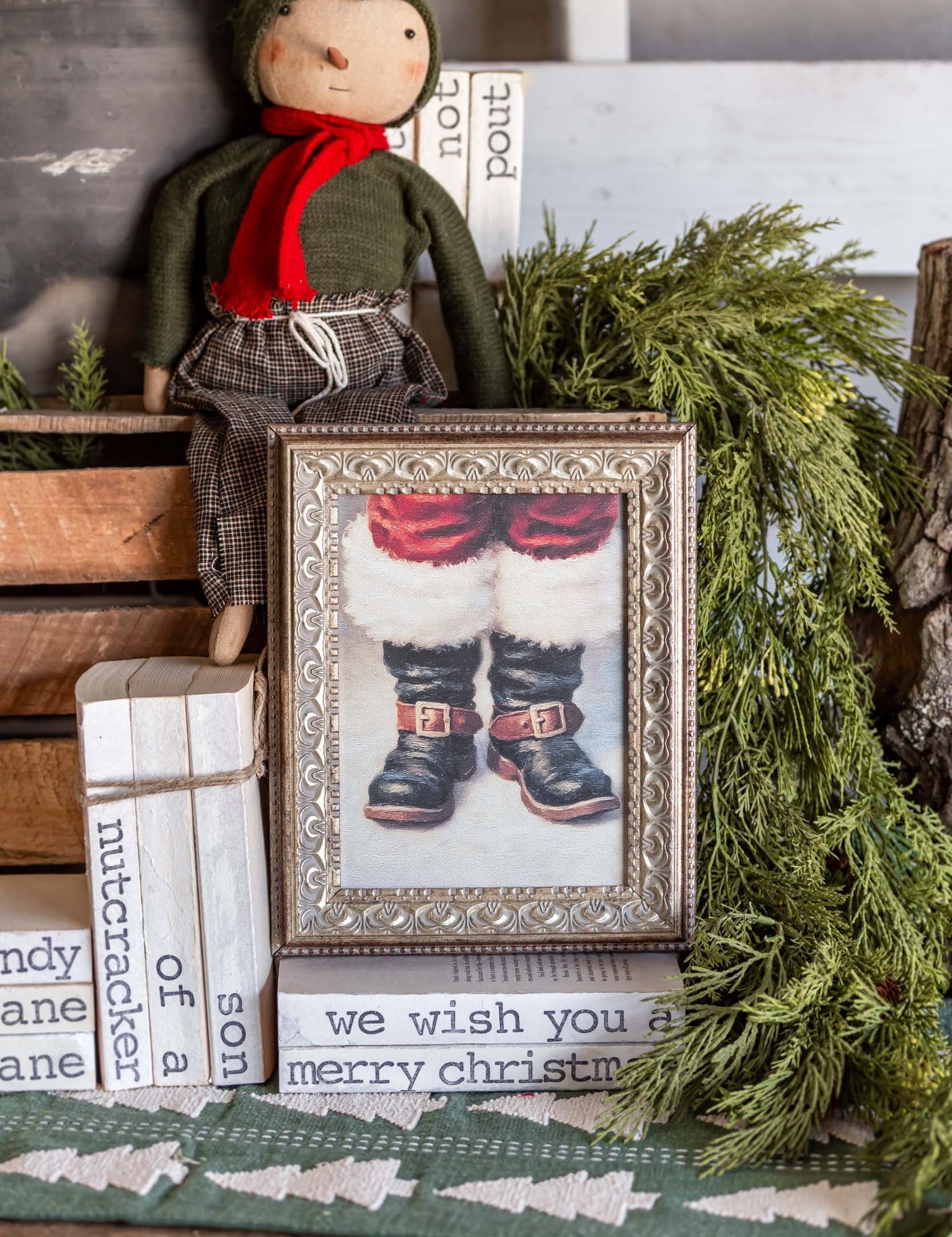 Santa Boots Framed Art Petal Lane Home