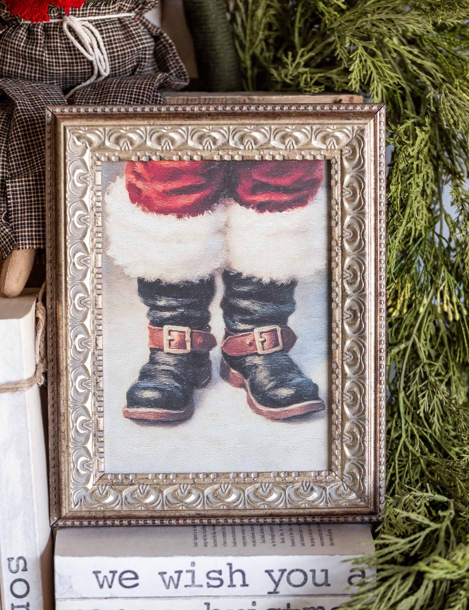Santa Boots Framed Art Petal Lane Home