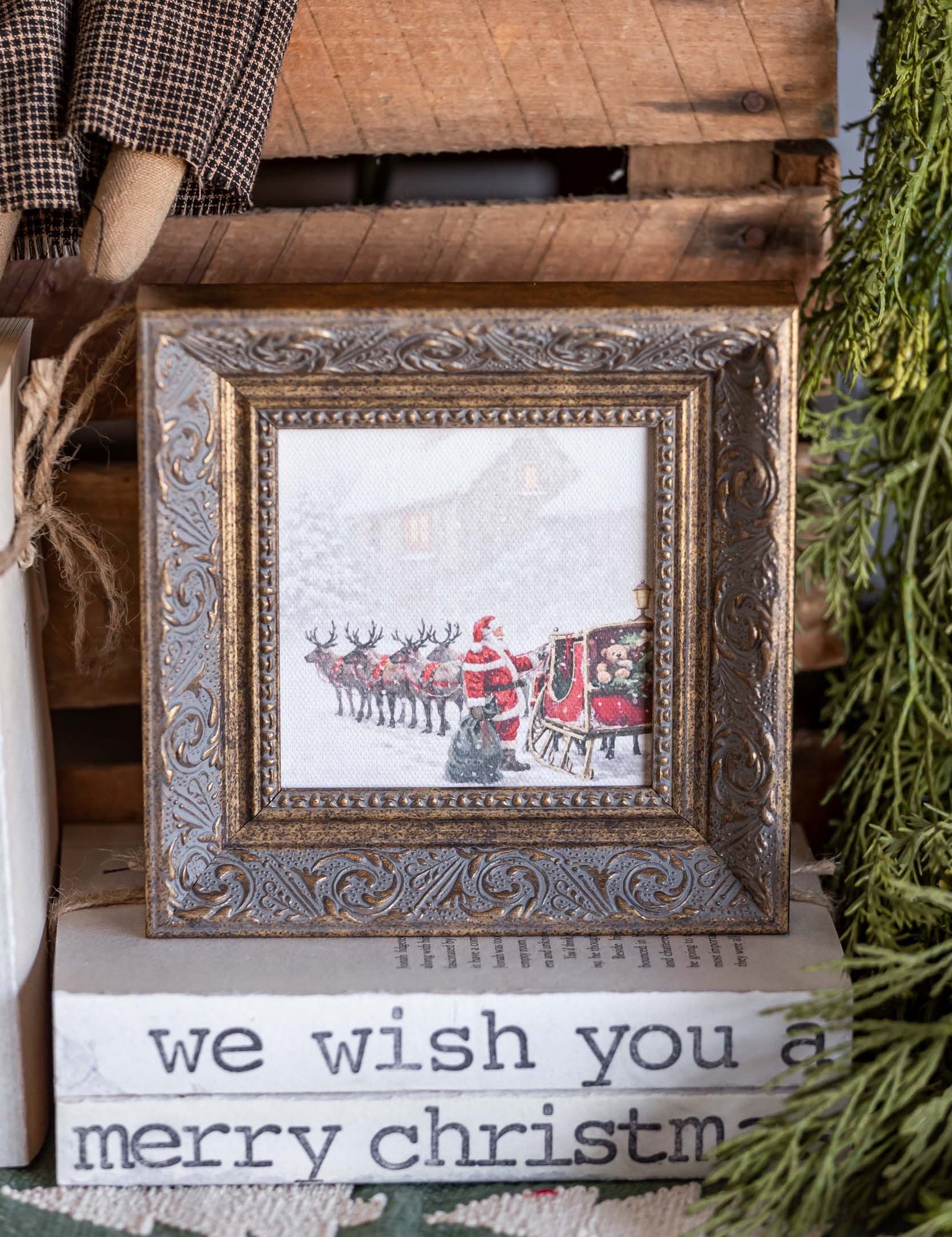 Santa's Sleigh Framed Art Petal Lane Home