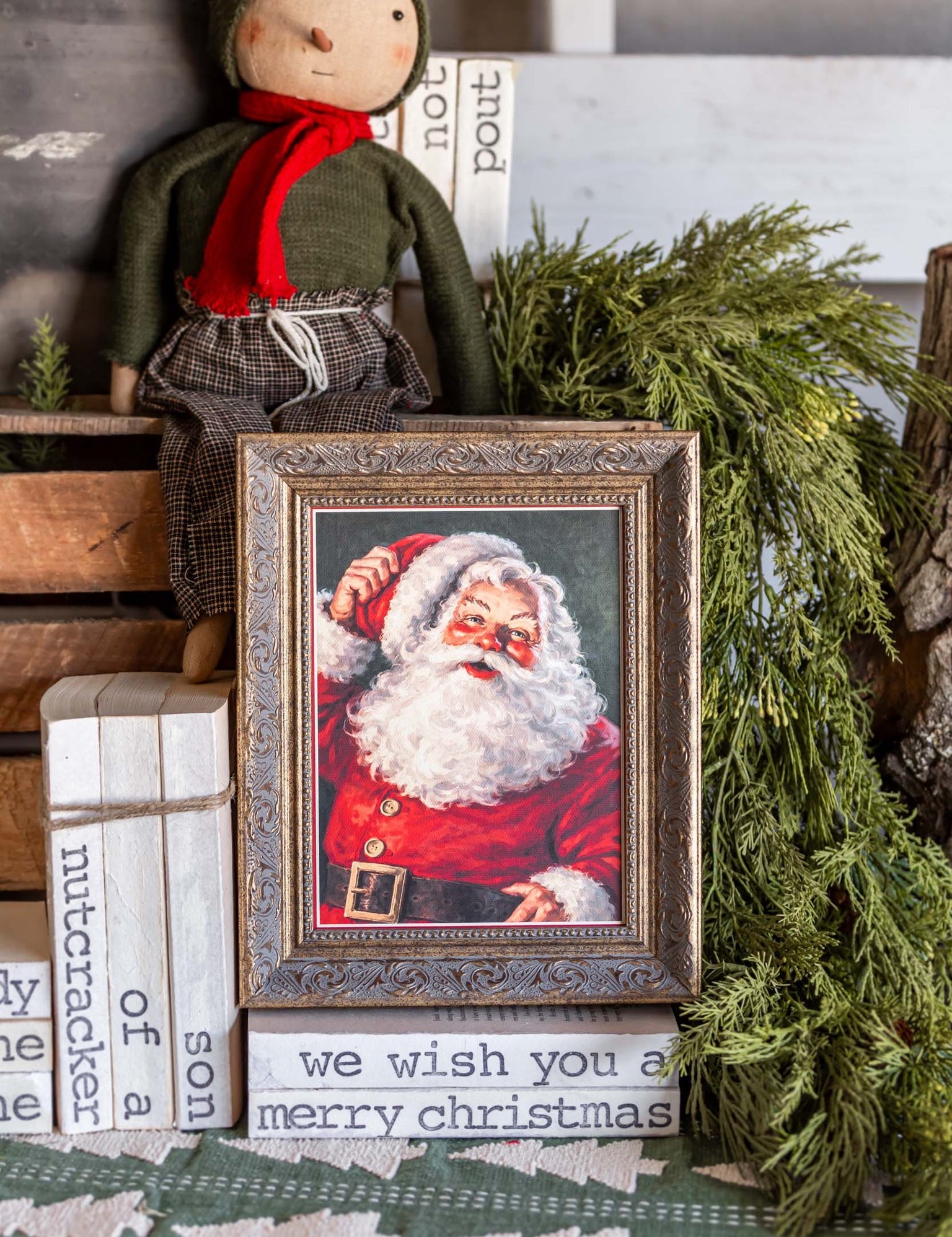 Retro Santa Framed Art Petal Lane Home