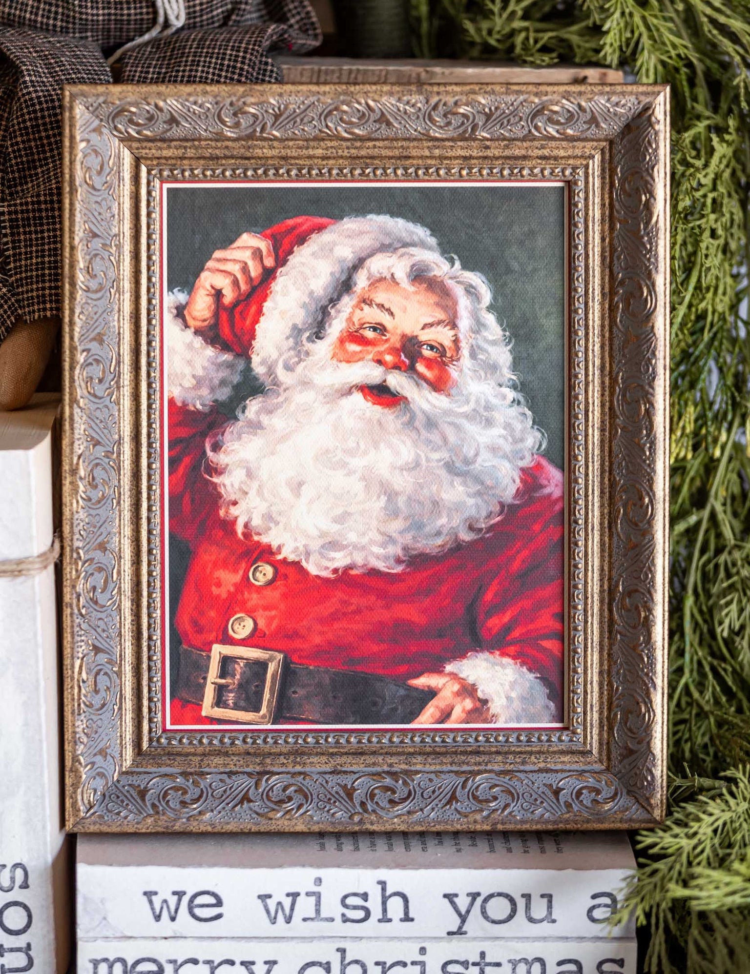 Retro Santa Framed Art Petal Lane Home