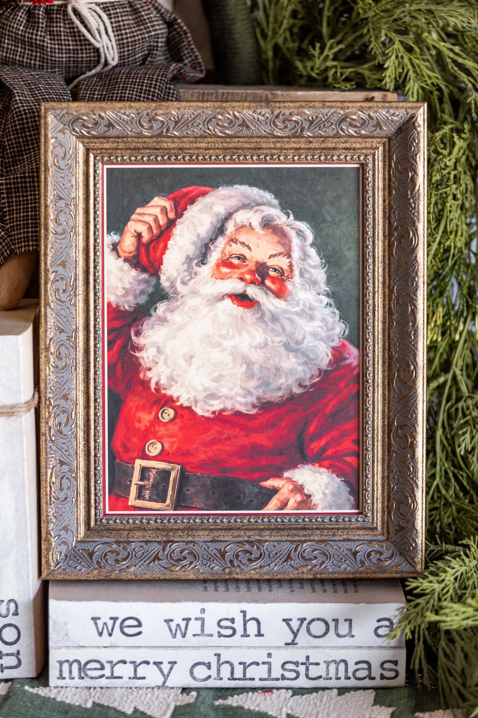Retro Santa Framed Art Petal Lane Home