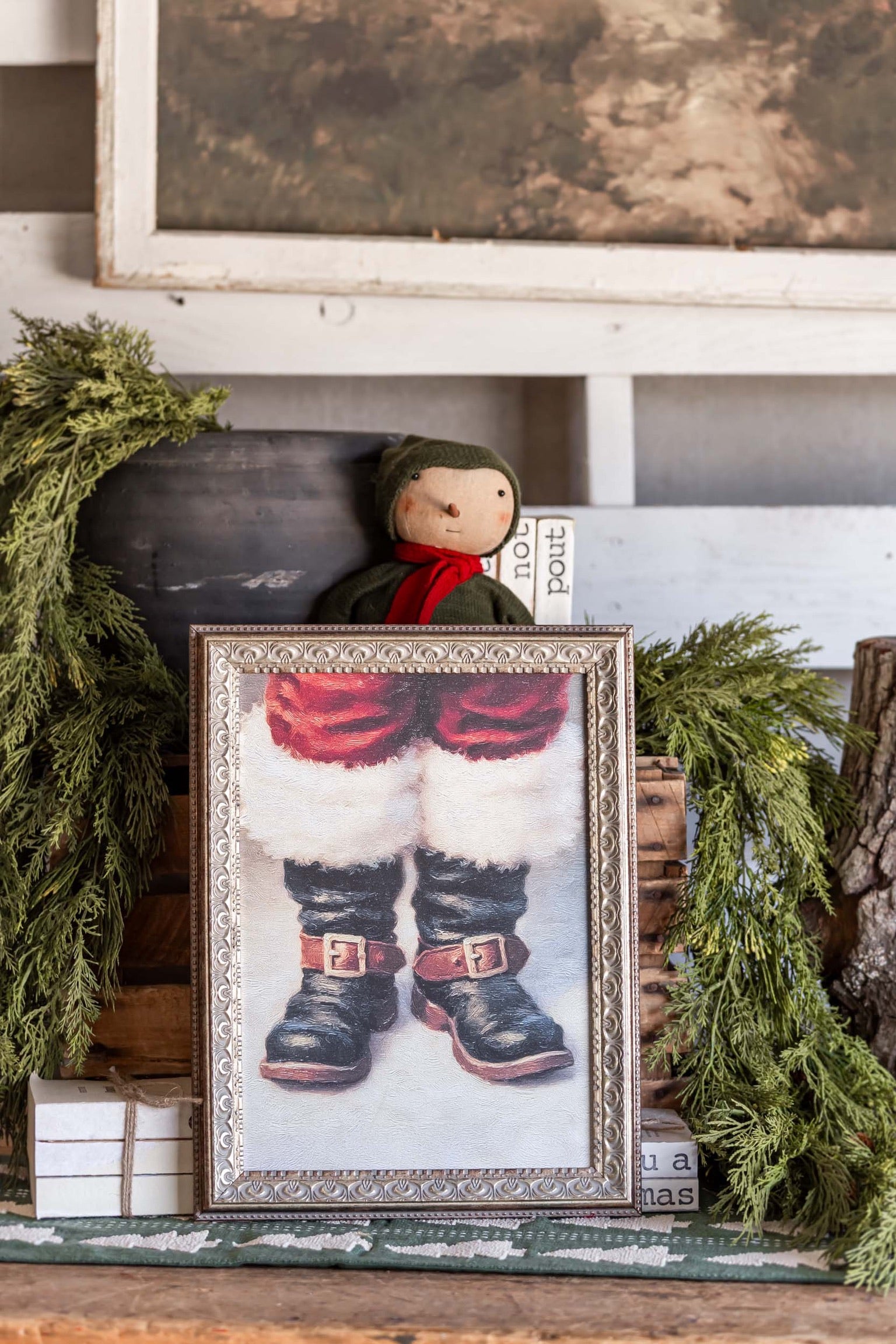 Santa Boots Framed Art Petal Lane Home