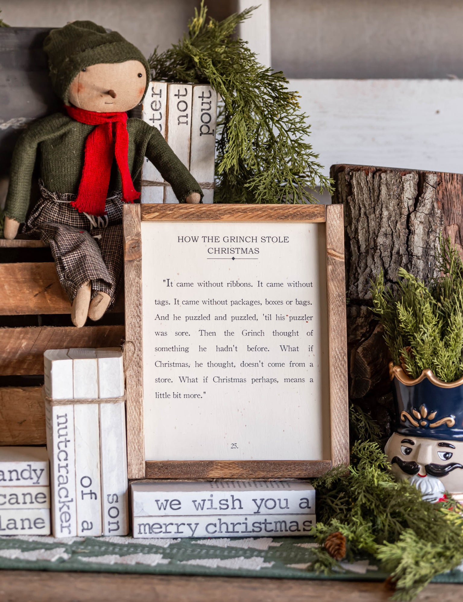 Handmade "Grinch" Framed Sign The Little Burlap Barn