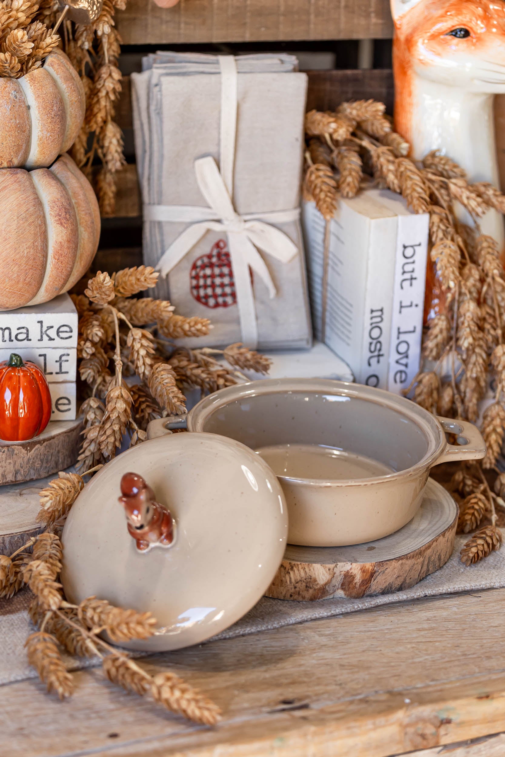 Stoneware Squirrel Handled Baking Dish Creative Co-Op