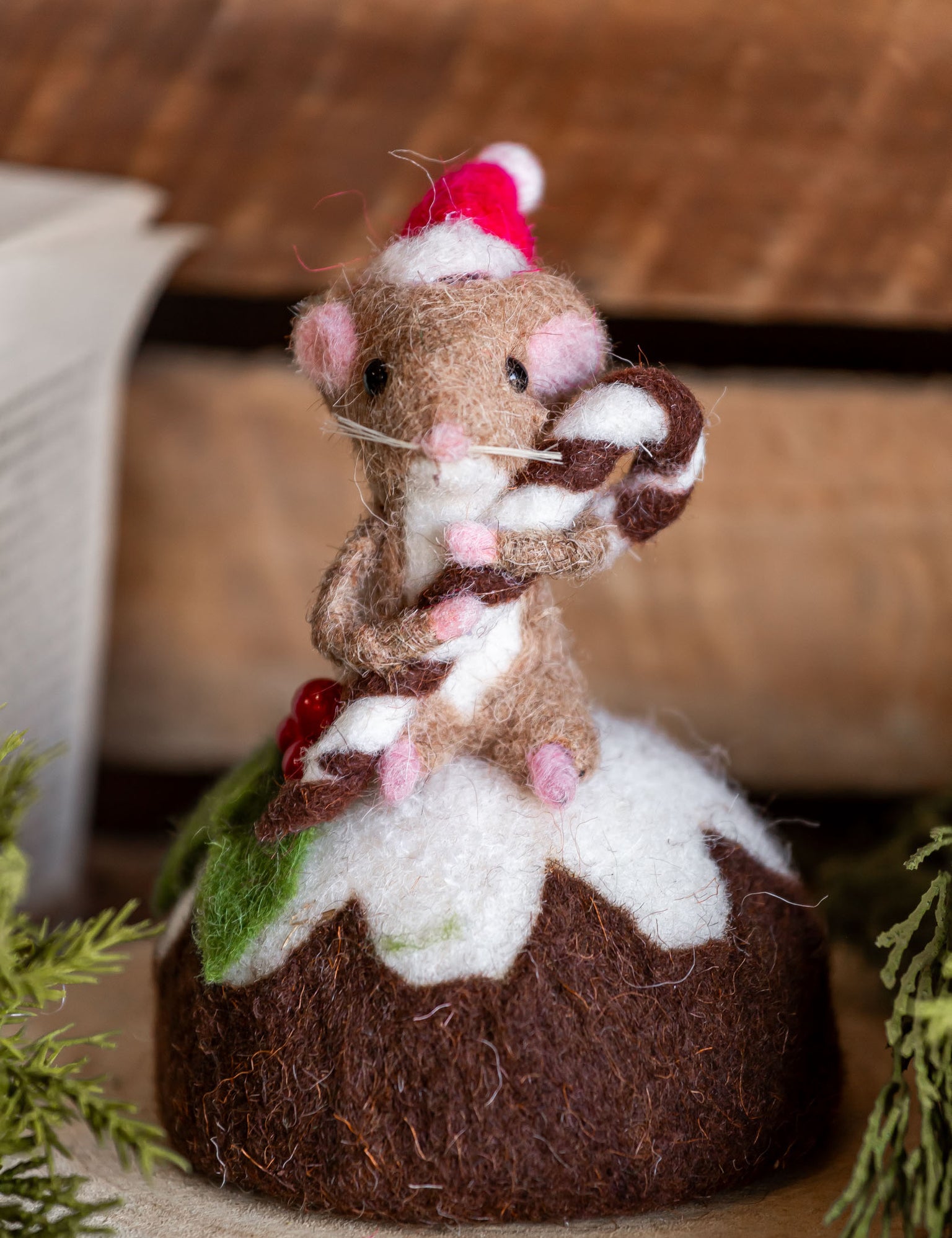 Handmade Mouse on Cake Figurine Creative Co-Op