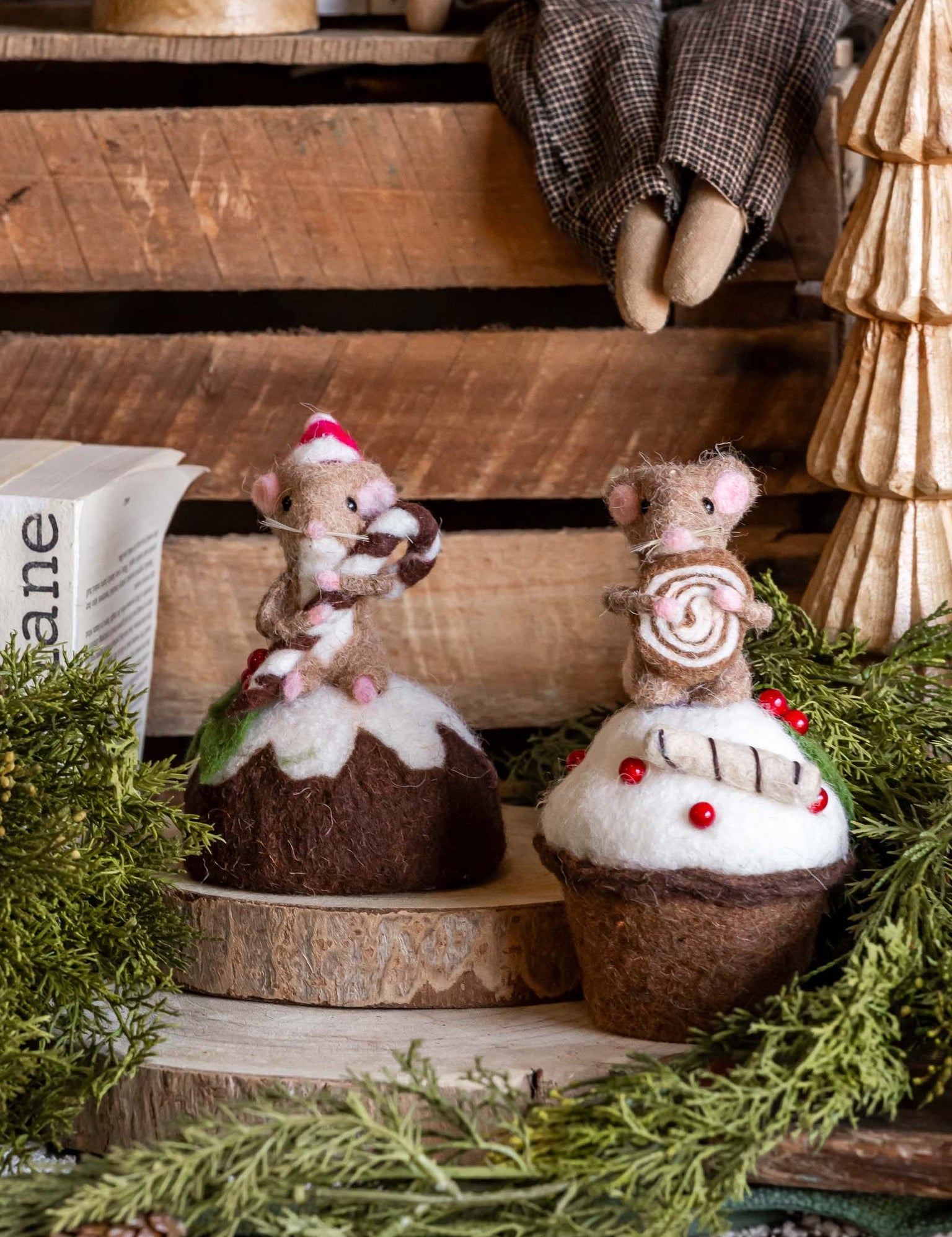 Handmade Mouse on Cake Figurine Creative Co-Op