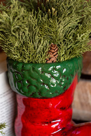 Hand-Painted Santa Boot Creative Co-Op