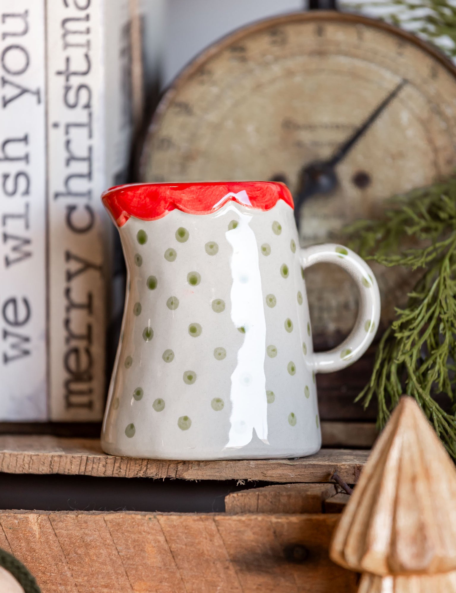 Hand-Painted Christmas Dotted Creamer Creative Co-Op