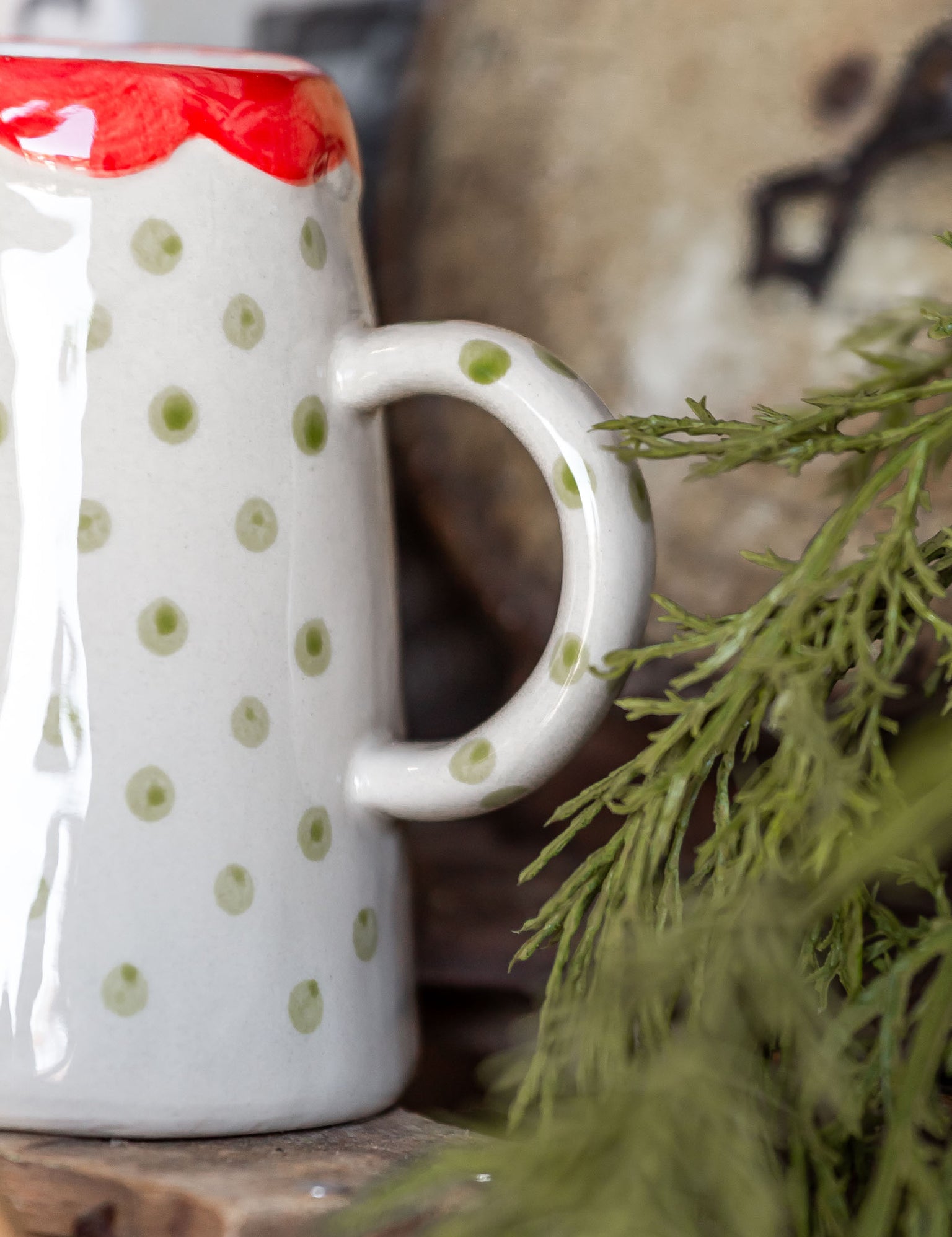 Hand-Painted Christmas Dotted Creamer Creative Co-Op