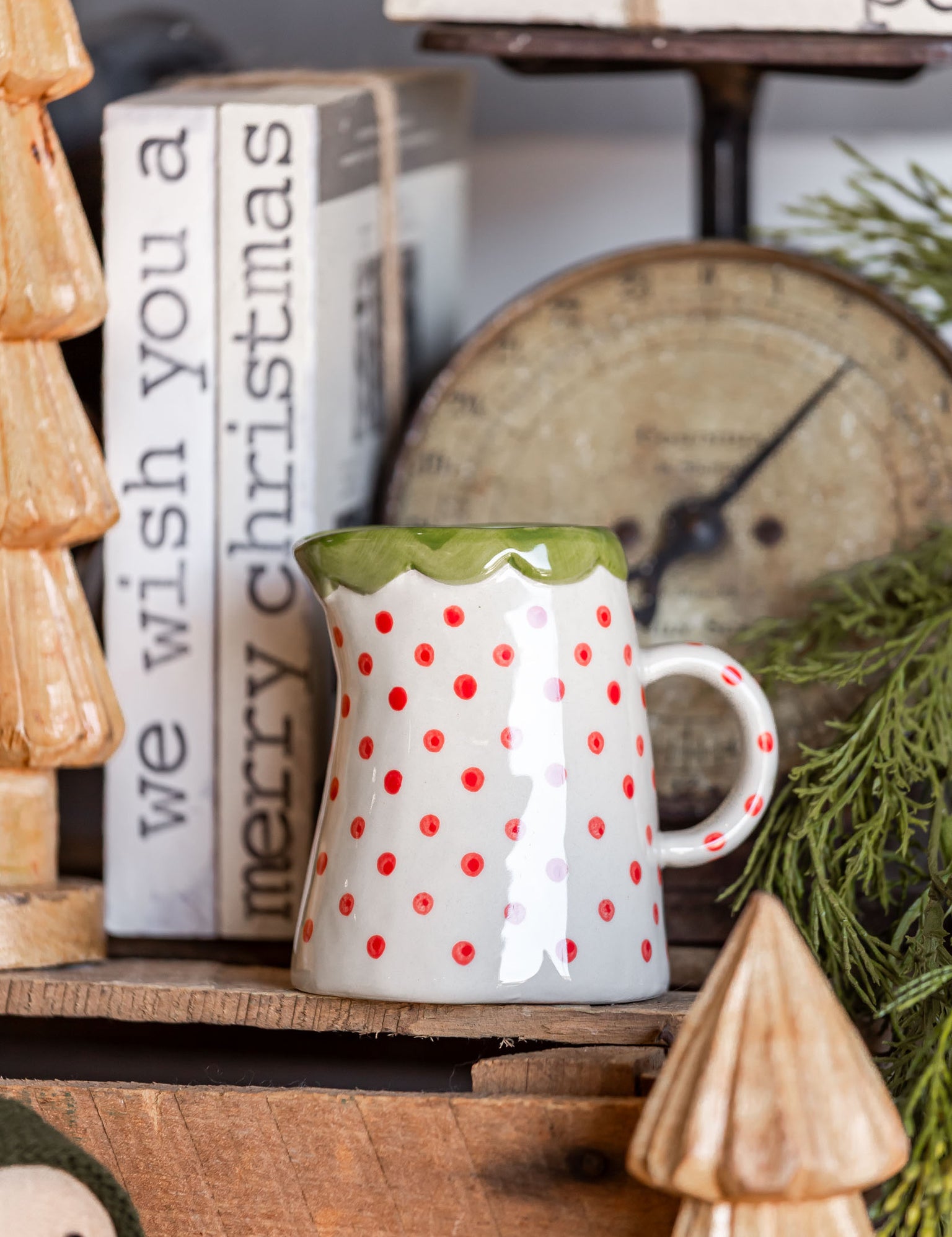 Hand-Painted Christmas Dotted Creamer Creative Co-Op