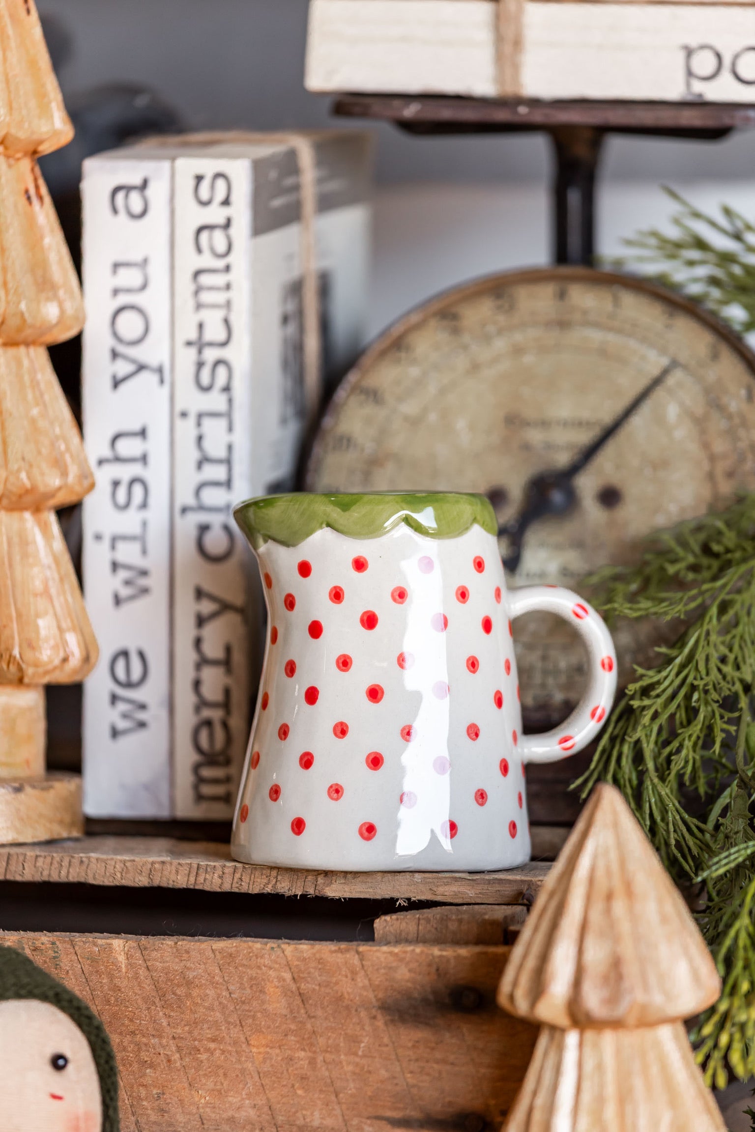 Hand-Painted Christmas Dotted Creamer Creative Co-Op