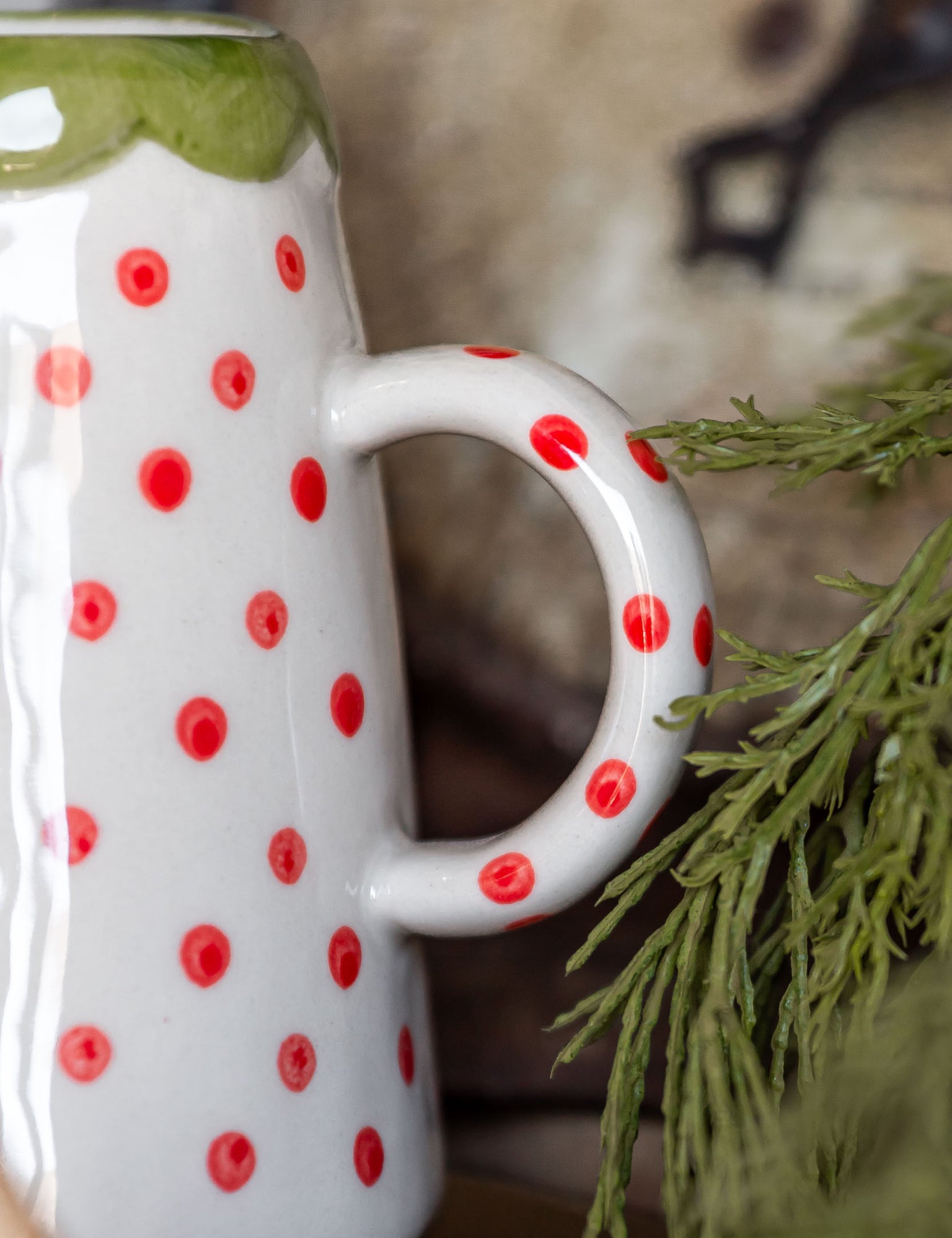 Hand-Painted Christmas Dotted Creamer Creative Co-Op