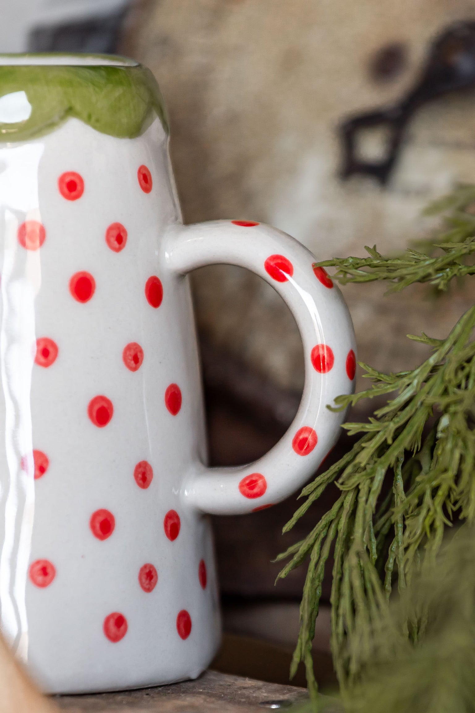 Hand-Painted Christmas Dotted Creamer Creative Co-Op