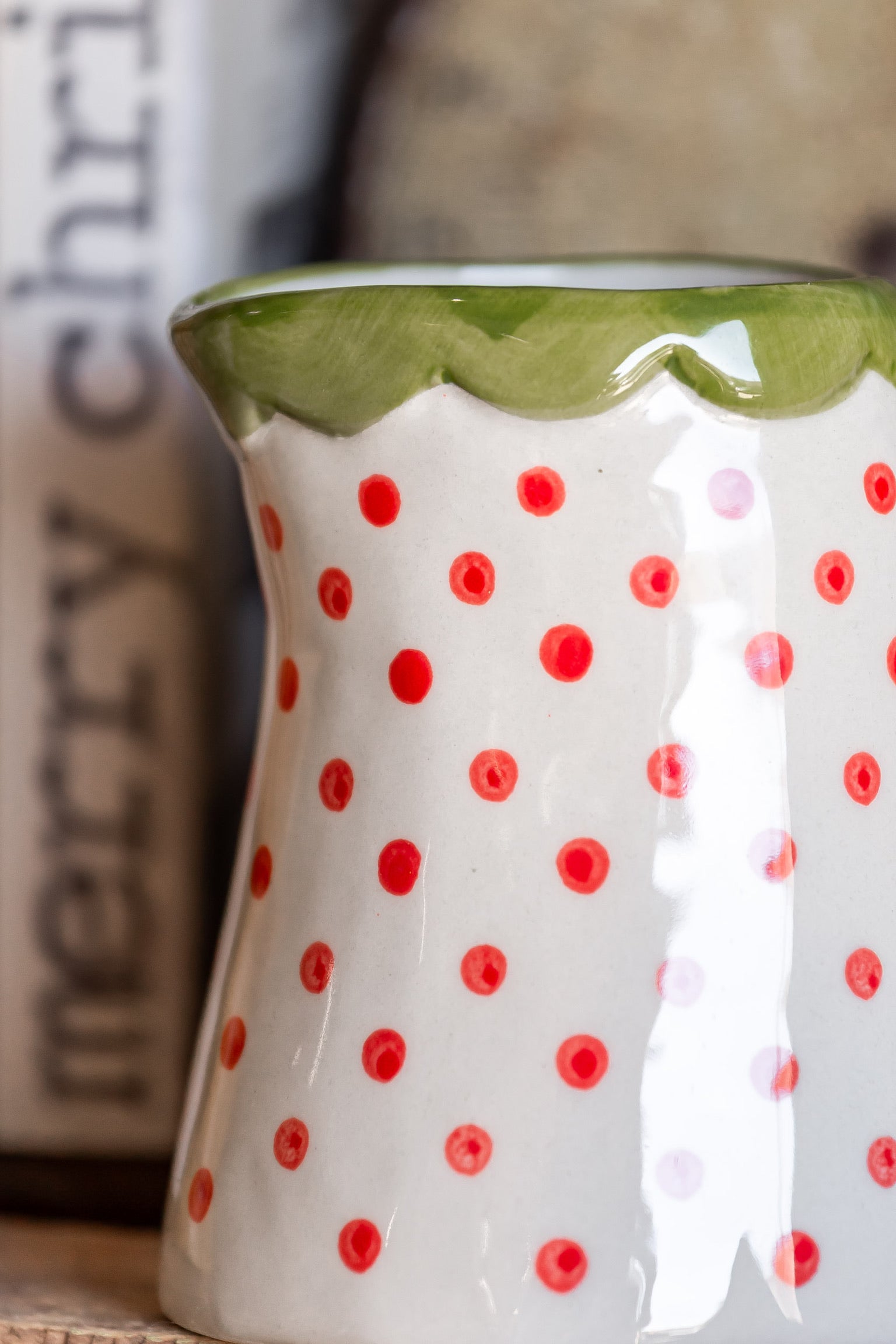 Hand-Painted Christmas Dotted Creamer Creative Co-Op