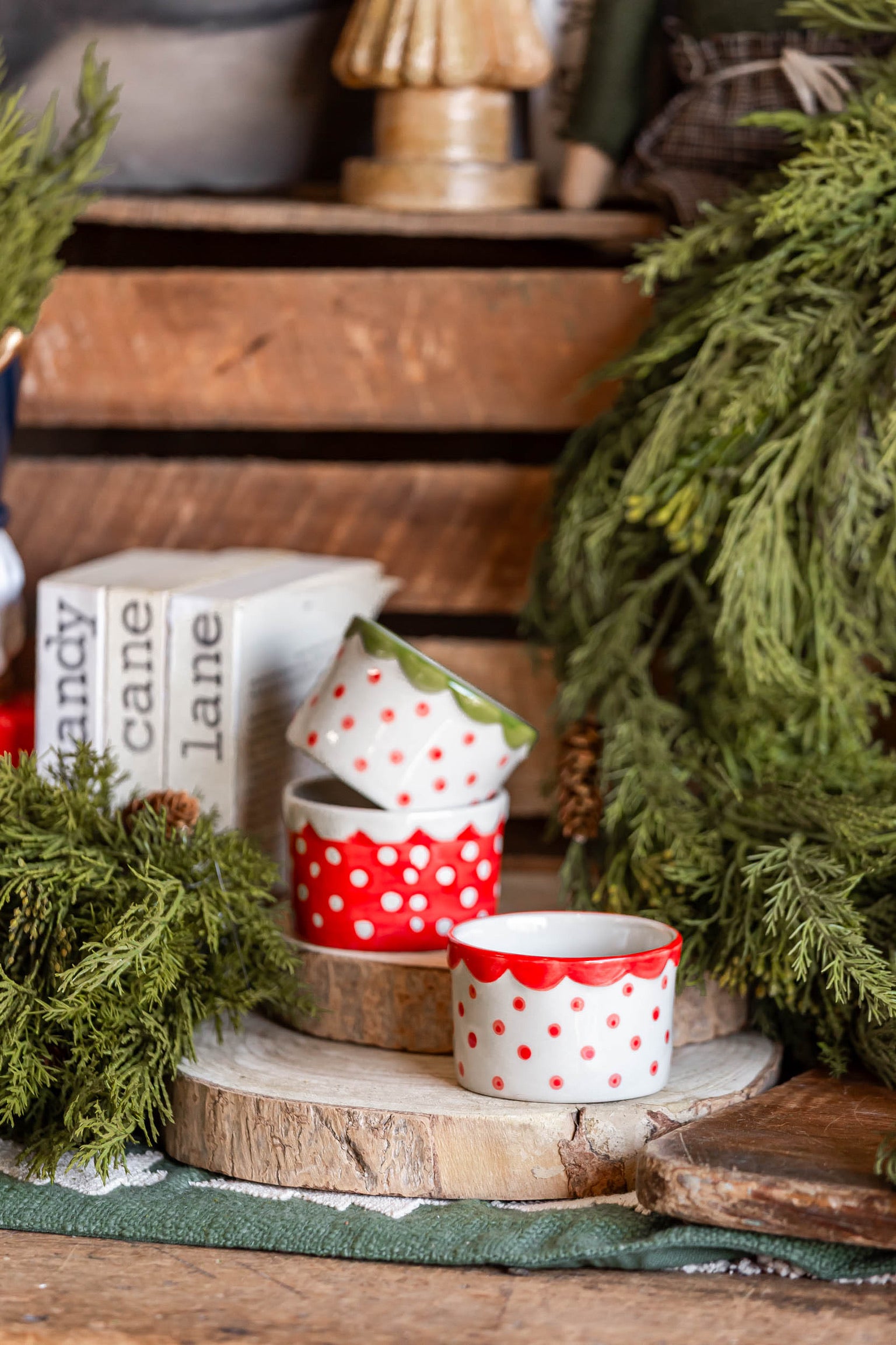 Stoneware Holiday Dotted Dish Creative Co-Op