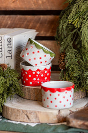 Stoneware Holiday Dotted Dish Creative Co-Op