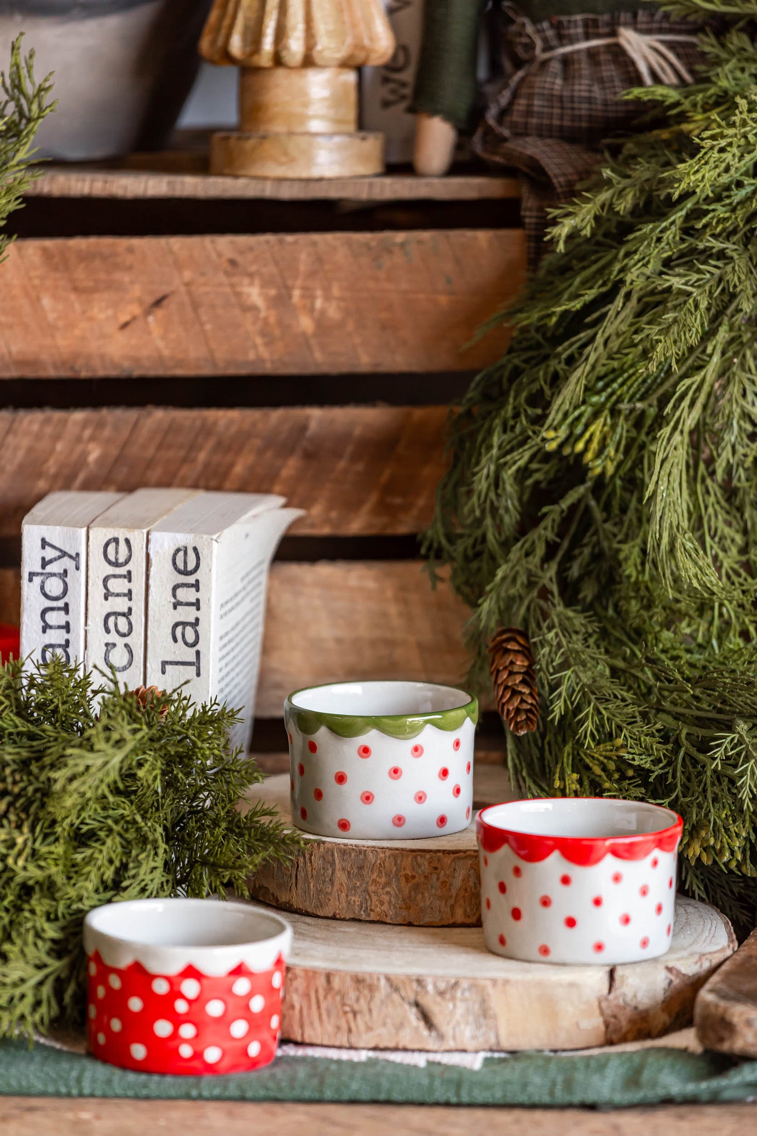 Stoneware Holiday Dotted Dish Creative Co-Op