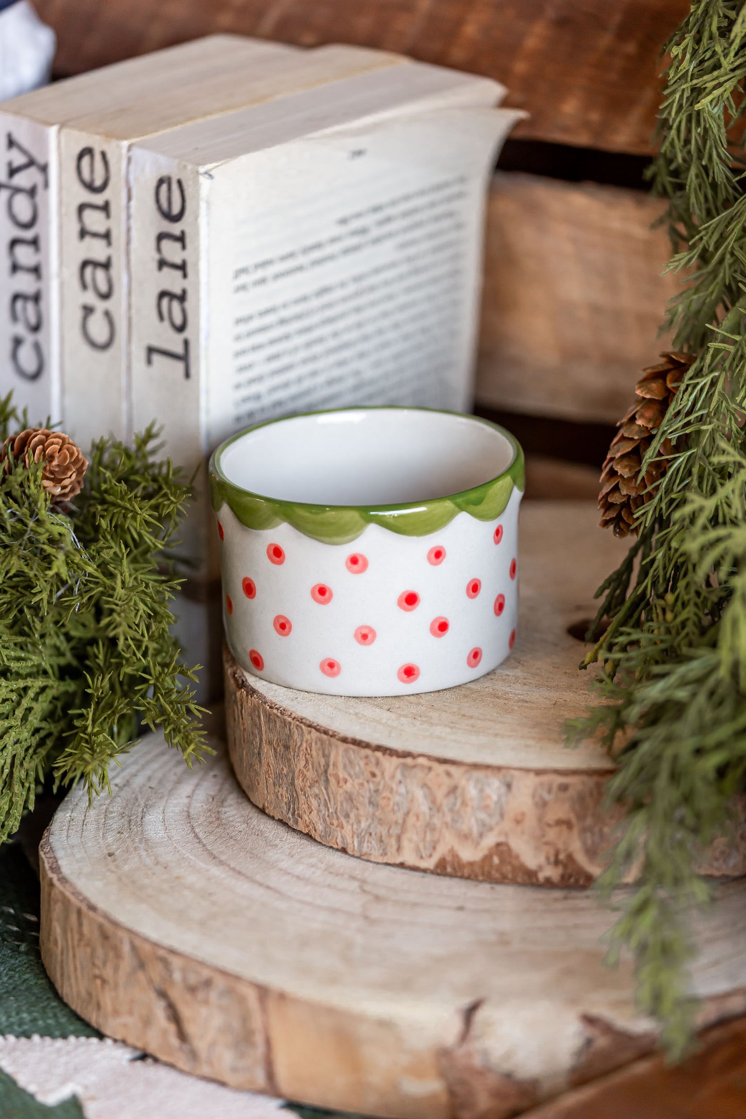 Stoneware Holiday Dotted Dish Creative Co-Op