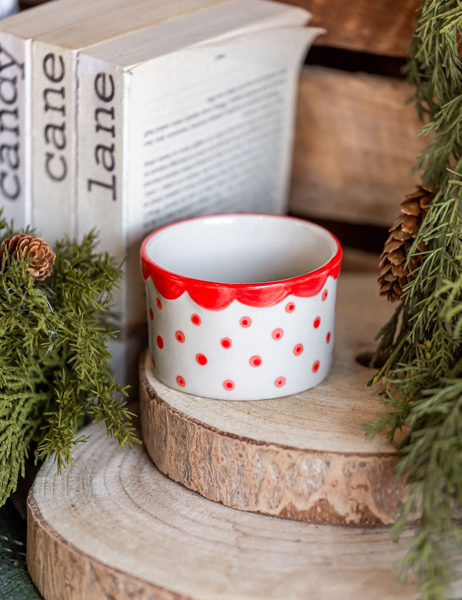 Stoneware Holiday Dotted Dish Creative Co-Op