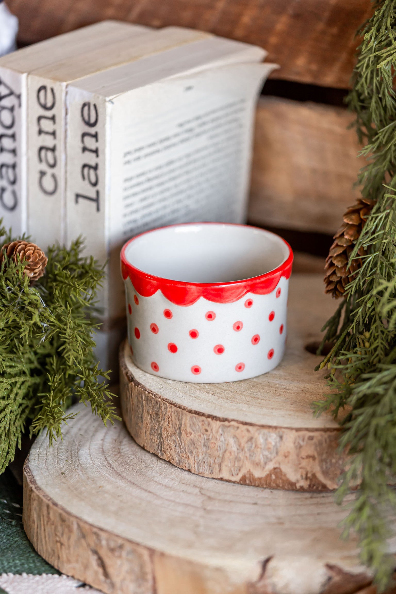 Stoneware Holiday Dotted Dish Creative Co-Op