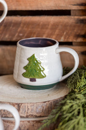 Stoneware Embossed Holiday Icon Mug Creative Co-Op