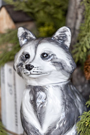 Hand-Painted Stoneware Raccoon Cookie Jar Creative Co-Op