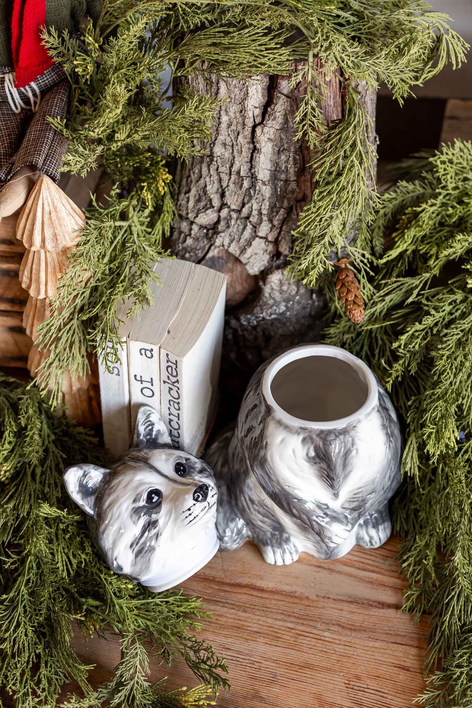Hand-Painted Stoneware Raccoon Cookie Jar Creative Co-Op