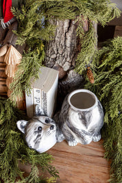 Hand-Painted Stoneware Raccoon Cookie Jar Creative Co-Op
