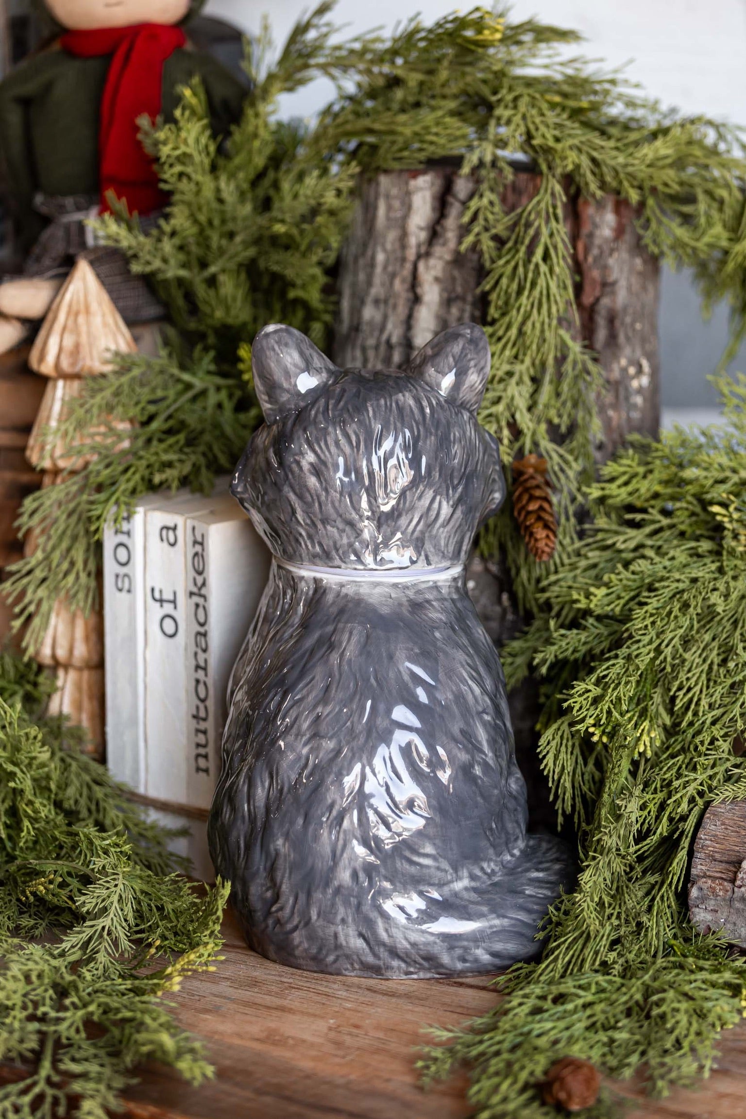 Hand-Painted Stoneware Raccoon Cookie Jar Creative Co-Op