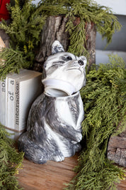 Hand-Painted Stoneware Raccoon Cookie Jar Creative Co-Op