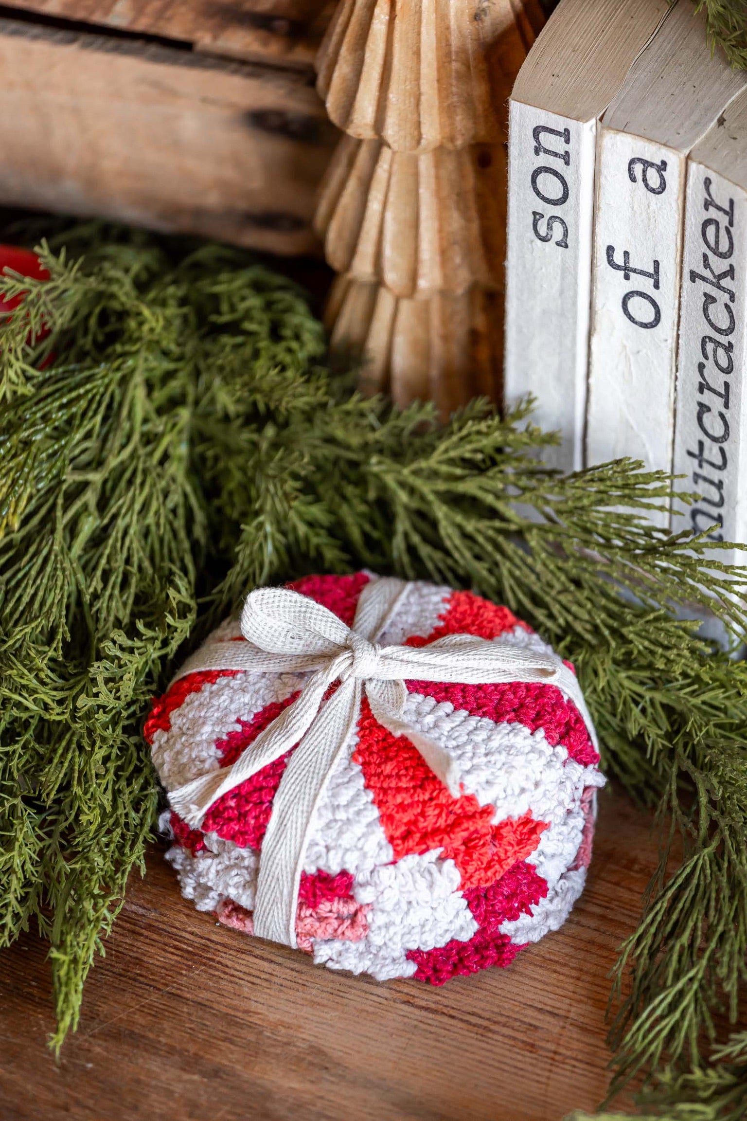 Tufted Peppermint Candy Coasters Creative Co-Op