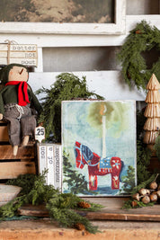 Candlelit Rocking Horse Canvas Print Creative Co-Op