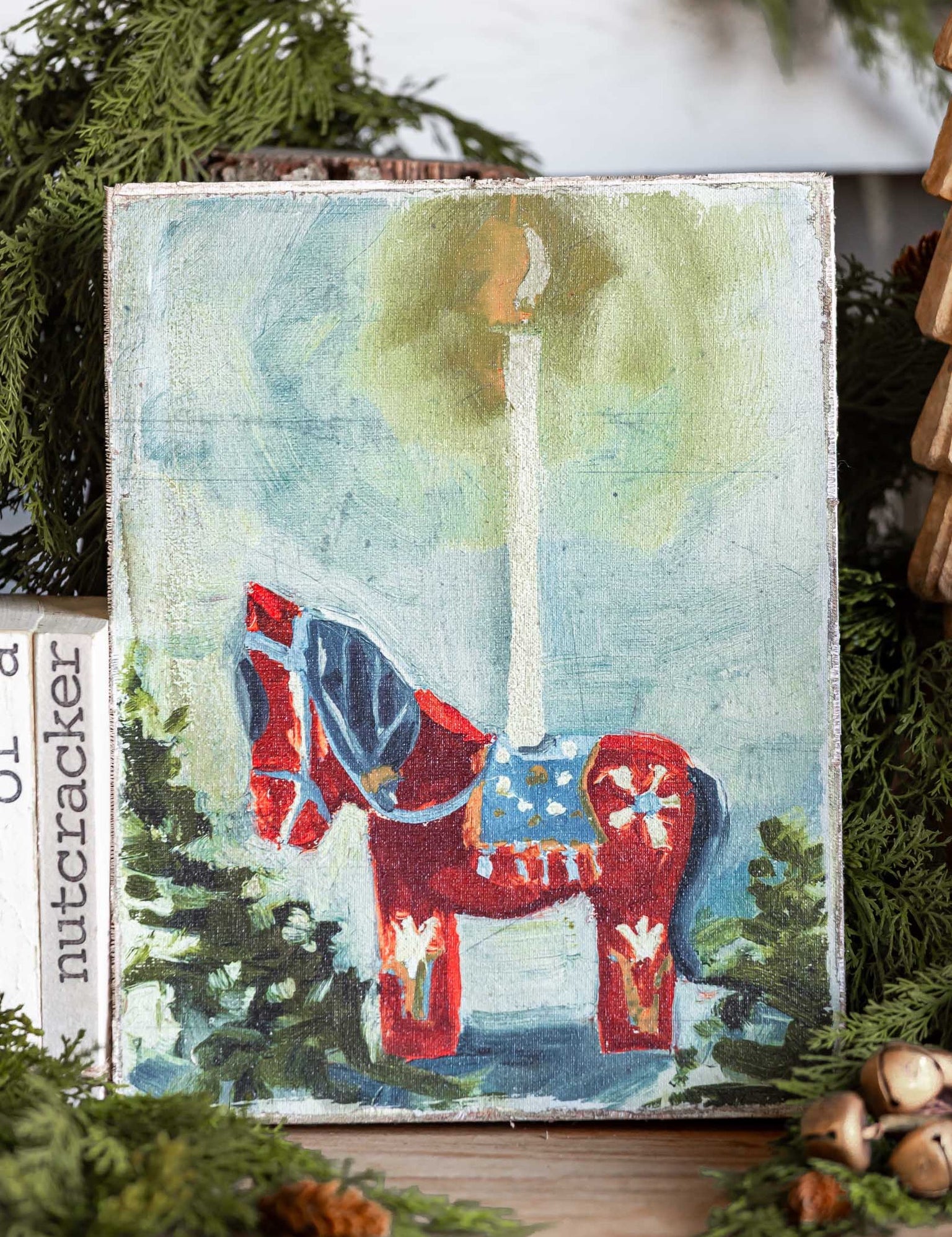 Candlelit Rocking Horse Canvas Print Creative Co-Op