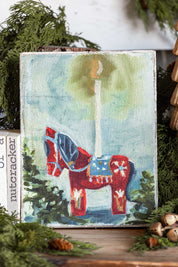 Candlelit Rocking Horse Canvas Print Creative Co-Op