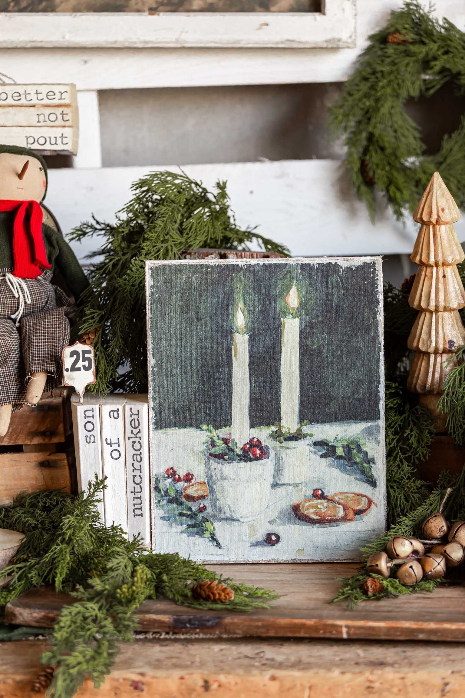 Holiday Candlelit Dinner Canvas Print Creative Co-Op